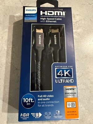 PHILIPS Elite Premium Certified High-Speed HDMI Cable with Ethernet, 10 ft. 1080