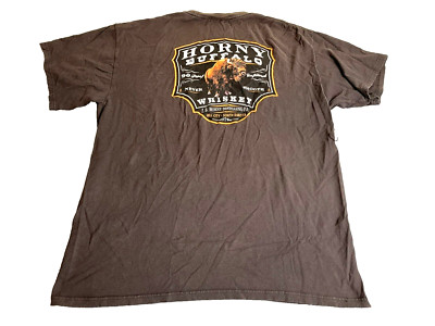 The Duck Co Shirt Adult Extra Large Brown Horny Buffalo Whiskey Distilling Mens