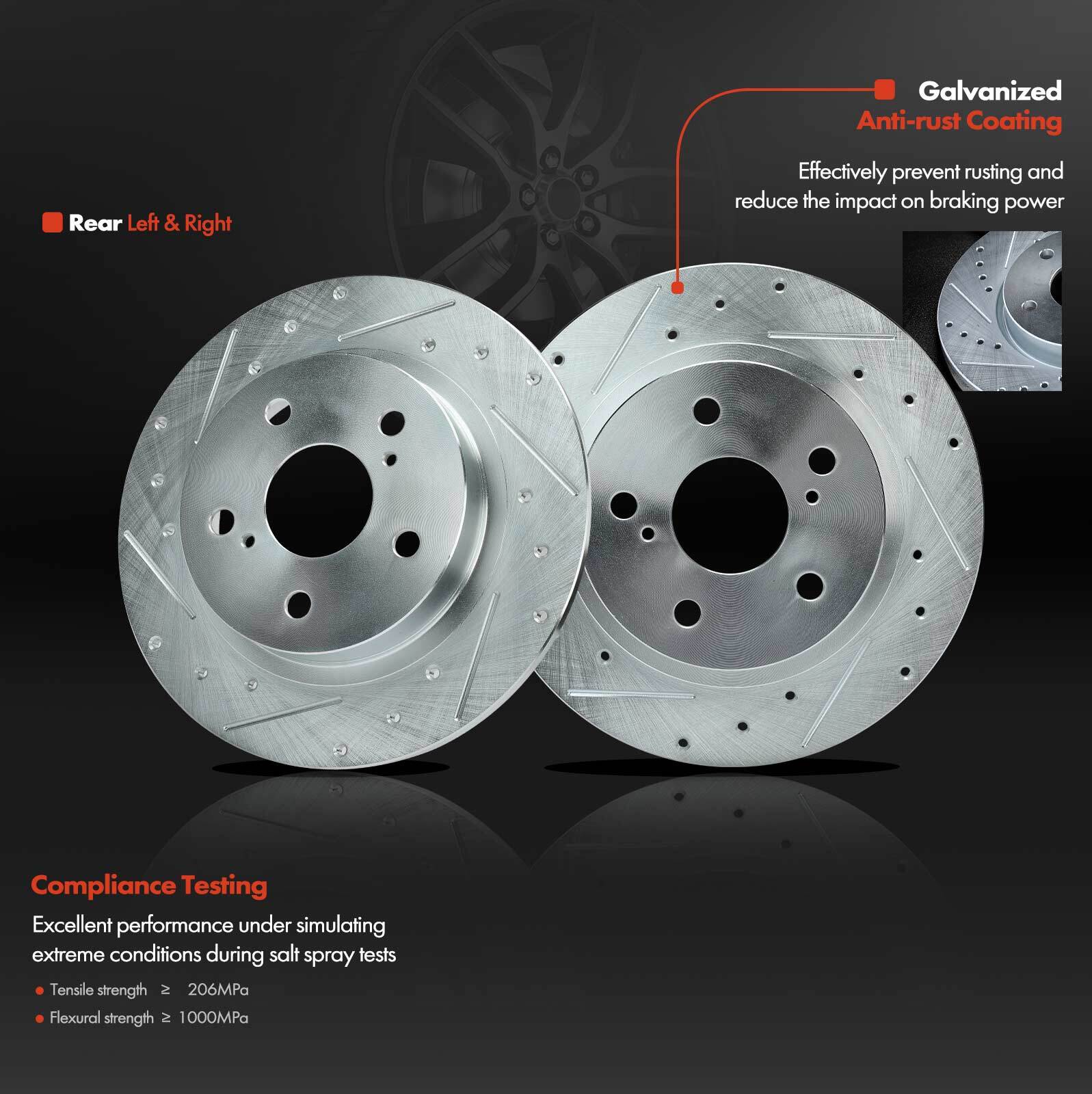 2x Drilled Brake Rotor for Scion tC 2011 2012 2013 20142016 L4 2.5L