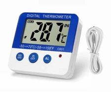 Digital Freezer/Fridge Thermometer with Magnet Stander and LED Alarm Indicator