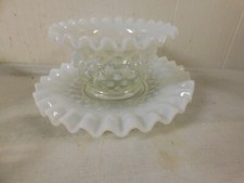 Fenton French Opalescent Hobnail Ruffled Plate  Bowl Set