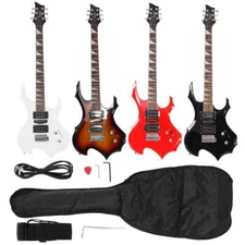 Burning Fire Style Beginner Electric Guitar w/Bag Pick Strap&Accessories