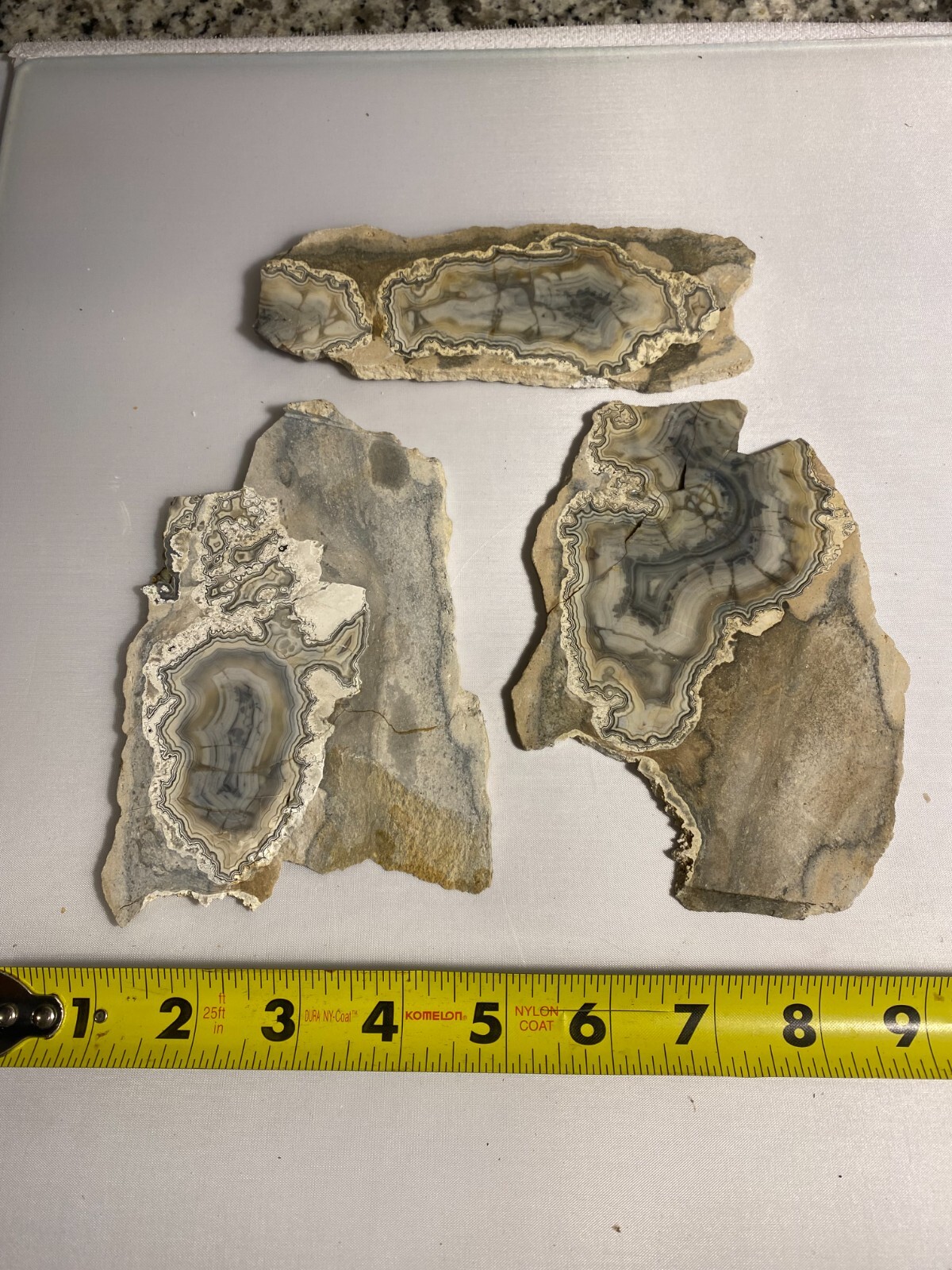 Rare Keswick Agate slab, Iowa Rough, unpolished, vintage, set of (3