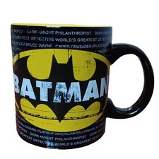 Batman Coffee Mug Licensed Black and Yellow Batman Logo 20 oz