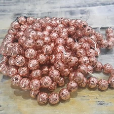 Natural Lava Electroplated Bumpy, 4mm, Approx 92 pce, Rose Gold, Free postage. 