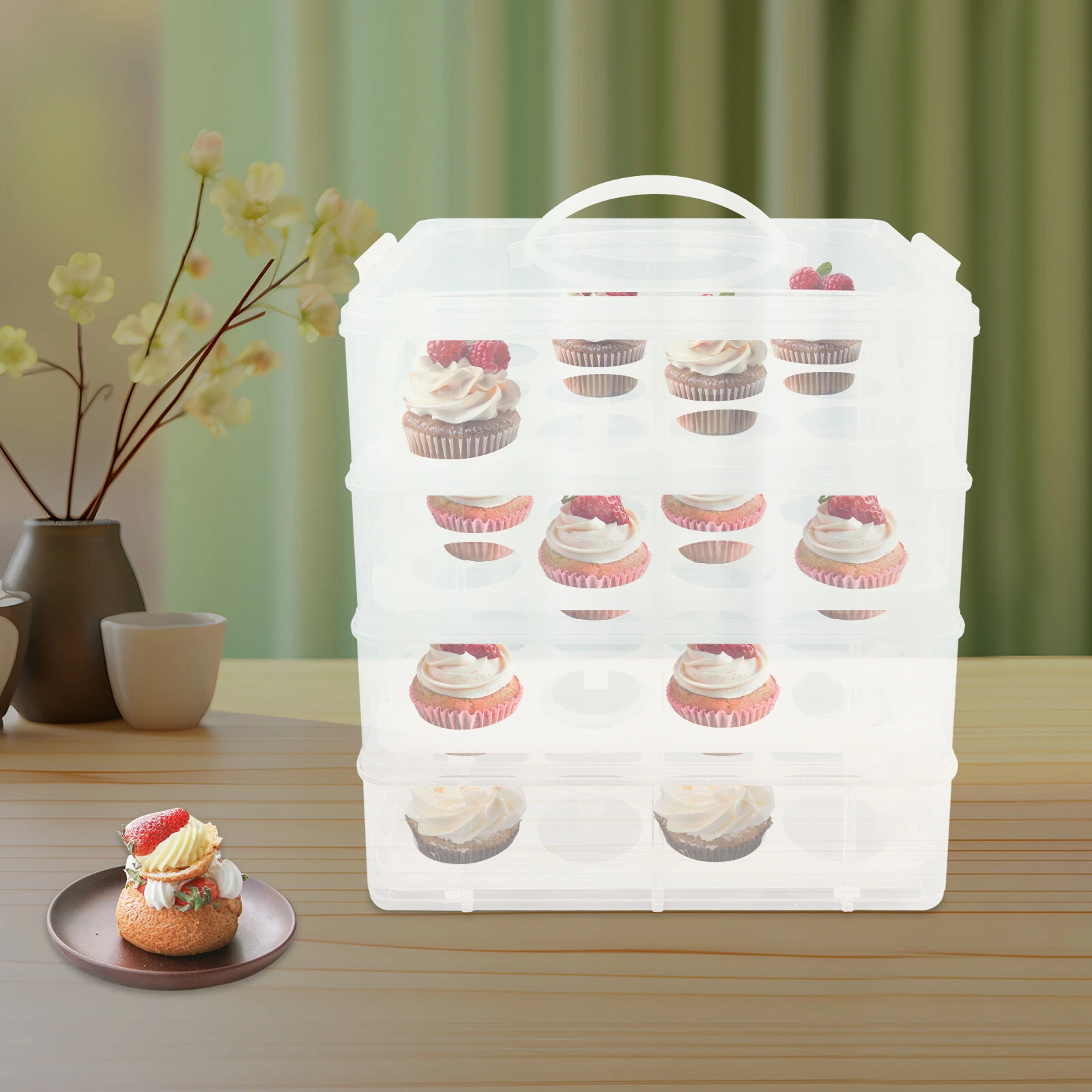 Cupcake Carrier with Lid and Handle Mini Cake Container Holder for 48 Cupcakes