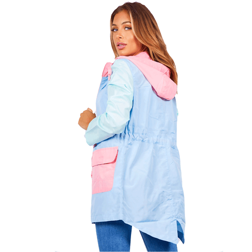 Contrast TieDye/Drawcord Watercolor FISHTAIL Raincoat Jacket Summer Hooded Coat - Picture 4 of 11