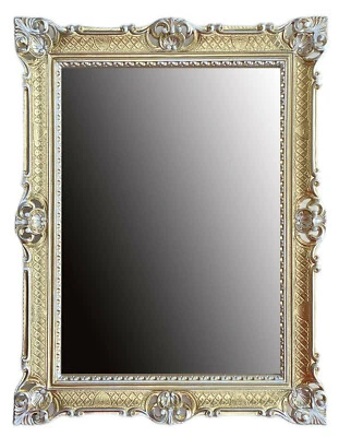 BAROCKSPIEGEL SPIEGEL WANDSPIEGEL GOLD / SILBER DUAL ANTIK BAROCK ROKOKO 90x70 * - Bild 1 von 4
