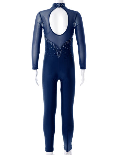 UK Kid Girls Shiny Gymnastics Leotard Long Sleeve Jumpsuit Ice Skating Dancewear - Picture 58 of 60