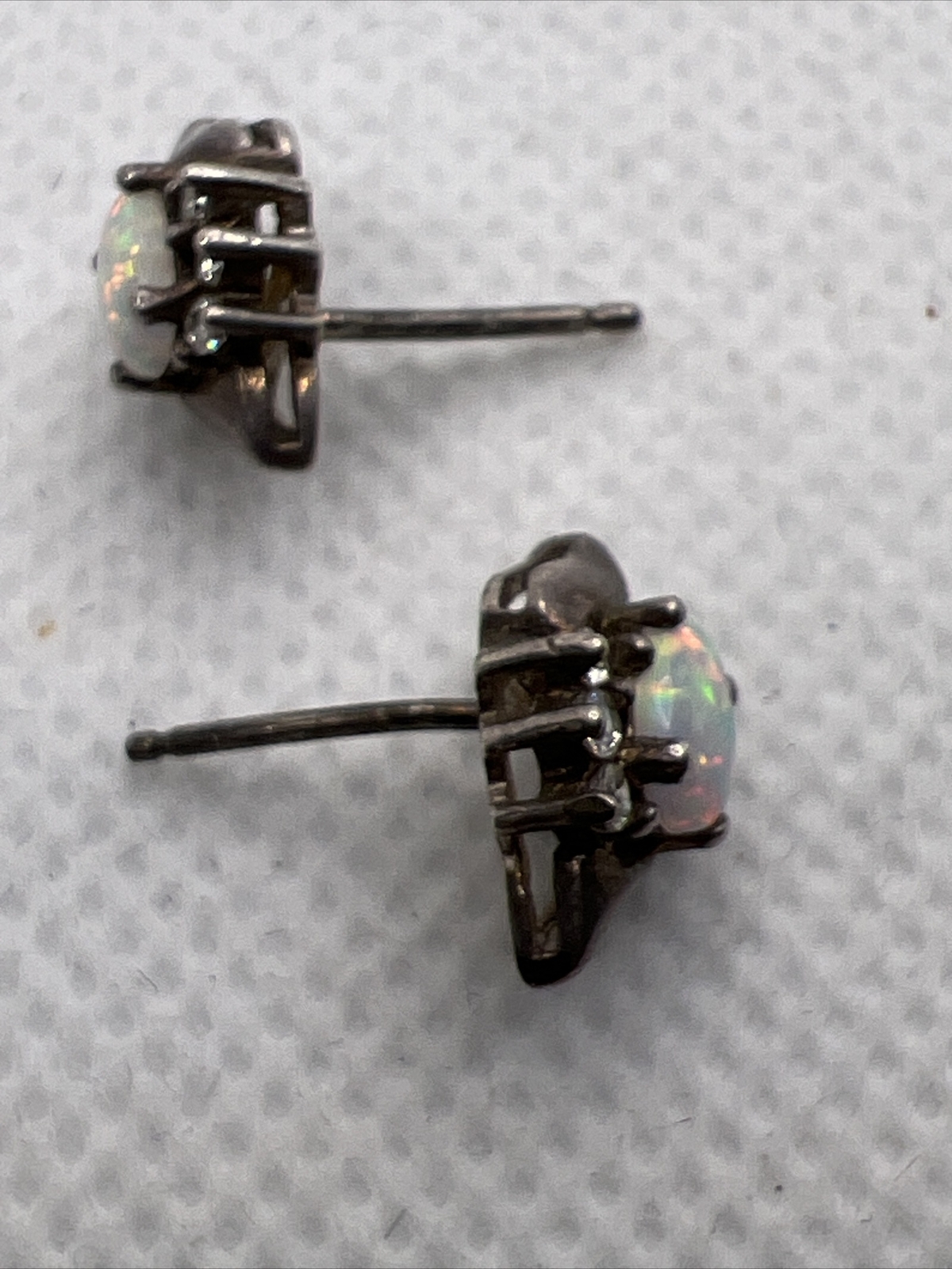 Solid 925Sterling Silver Created Opal & White CZ … - image 8