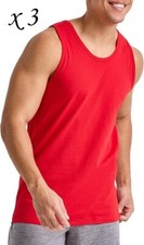 Hanes Men's 3-Pack Essentials Top Pack Midweight Cotton Tank Tops - Scarlet - S
