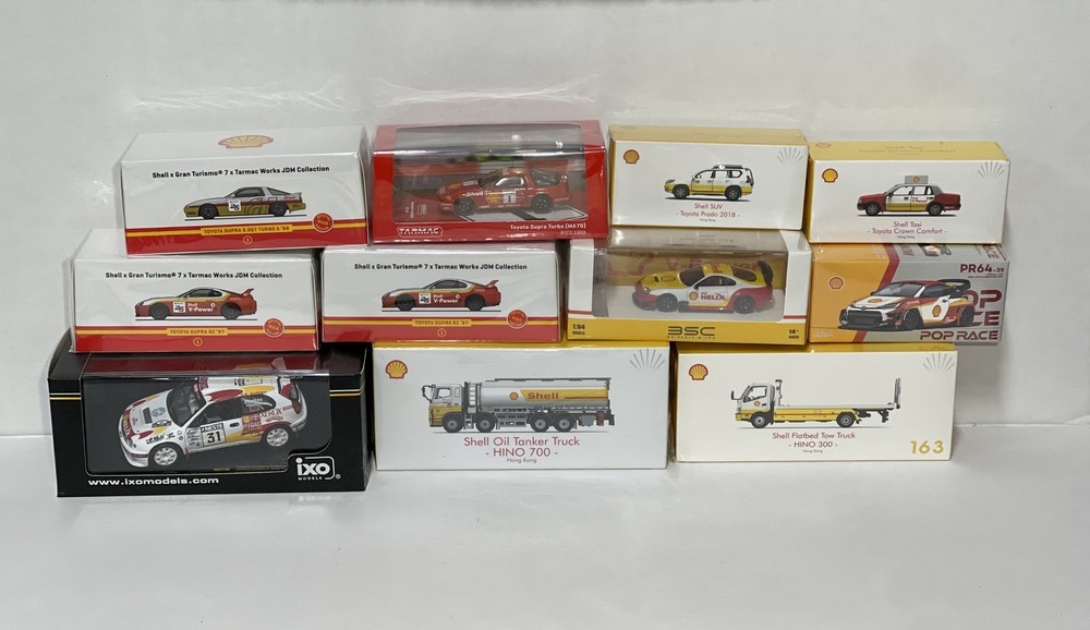 TOYOTA 11 CAR LOT TARMAC WORKS IXO MODELS BSC TINY HK CHASE CAR RARE SUPRA HINO