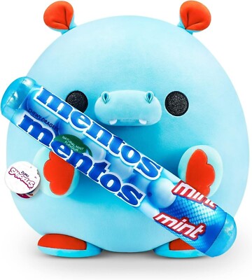 Snackles Mentos Mint Huch The Hippo 14'' Blue Plush Stuffed Animal ZURU New