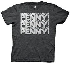 Ripple Junction Big Bang Theory Penny Knock Adult T-Shit Charcoal Heather 