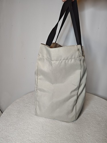 New Eddie Bauer Fold Up Tote Double Web Shoulder Straps One Size Beige Black - Picture 4 of 13