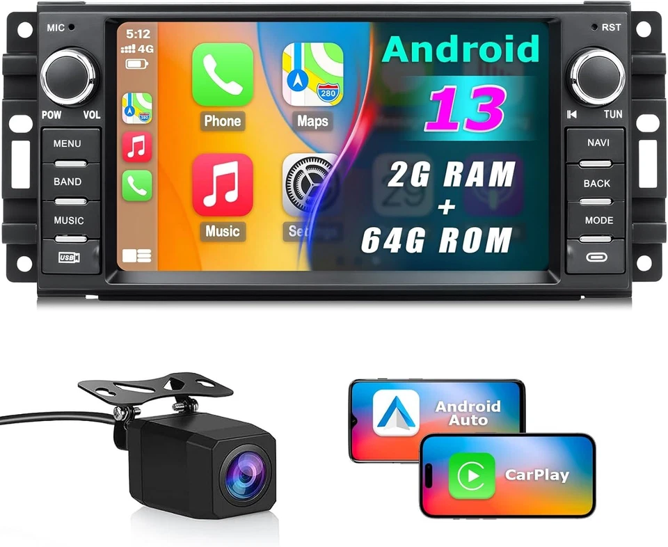 Radio GPS BT para Jeep Wrangler JK 2007-2018 con cámara estéreo para automóvil Android CarPlay Foto 2 de 4