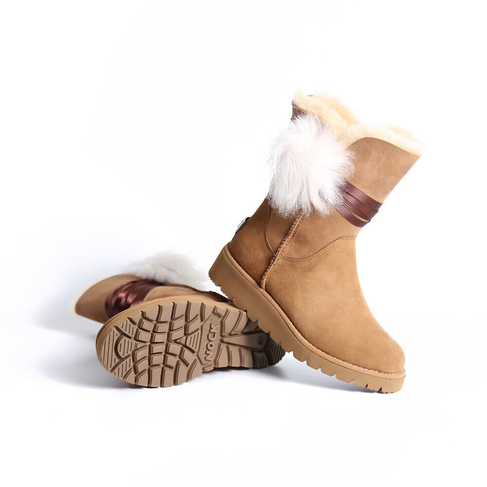 Womens UGG Boots Ladies Sheepskin Hairball Water Resistant Womens UGG Boots Ladies Sheepskin Hairball Water Resistant