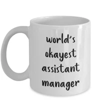World’s Okayest Assistant Manager Mug - Funny Tea Hot Cocoa Coffee Cup -...