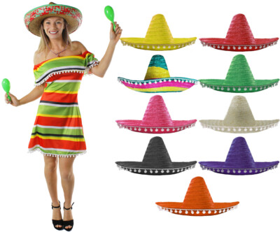LADIES MEXICAN GIRL COSTUME AND SOMBRERO WILD WESTERN FANCY DRESS - Foto 10