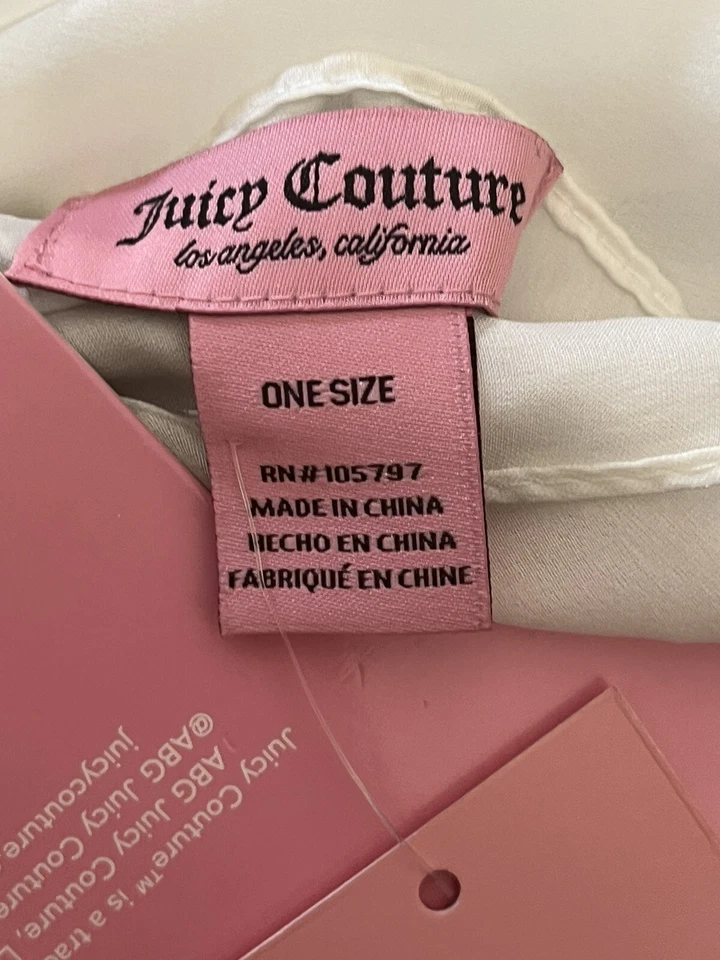 "Bufanda Juicy Couture seda roja cereza estampado logotipo NUEVO 36""" Foto 4 de 4