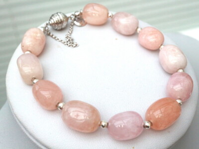 GOLDJUNGE69 * SOGNI D`ORO  ARMBAND MILKY MORGANIT XL NUGGET 925er SILBER