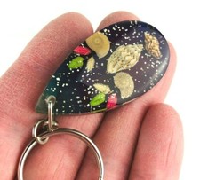 Handmade Real Sea Shell Resin Acrylic Key Chain Beach Ocean Keyring  M3