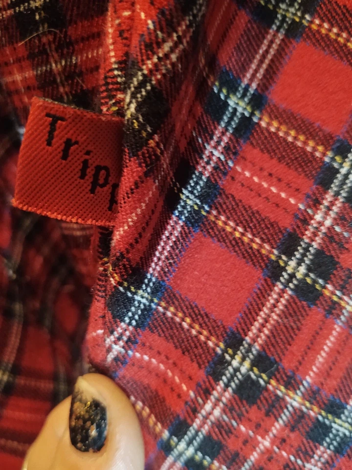 Vestido para mujer vintage TRIPP NYC Y2K rojo tartán a cuadros halter lolita XS tema candente Foto 4 de 4