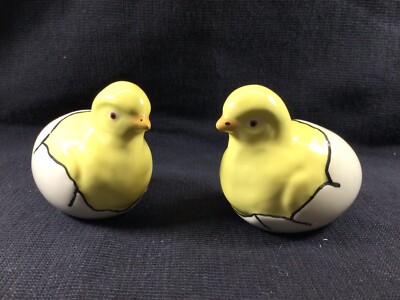 VINTAGE CARL SCHOENLY CERAMIC EASTER EGGS HATCHING CHICKS