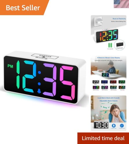 RGB Digital Alarm Clock for Heavy Sleepers - Large Display & Brightness Control