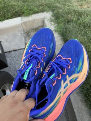 ASICS Superblast Men s Running Shoes Low Top Lace Up Blue Orange Green