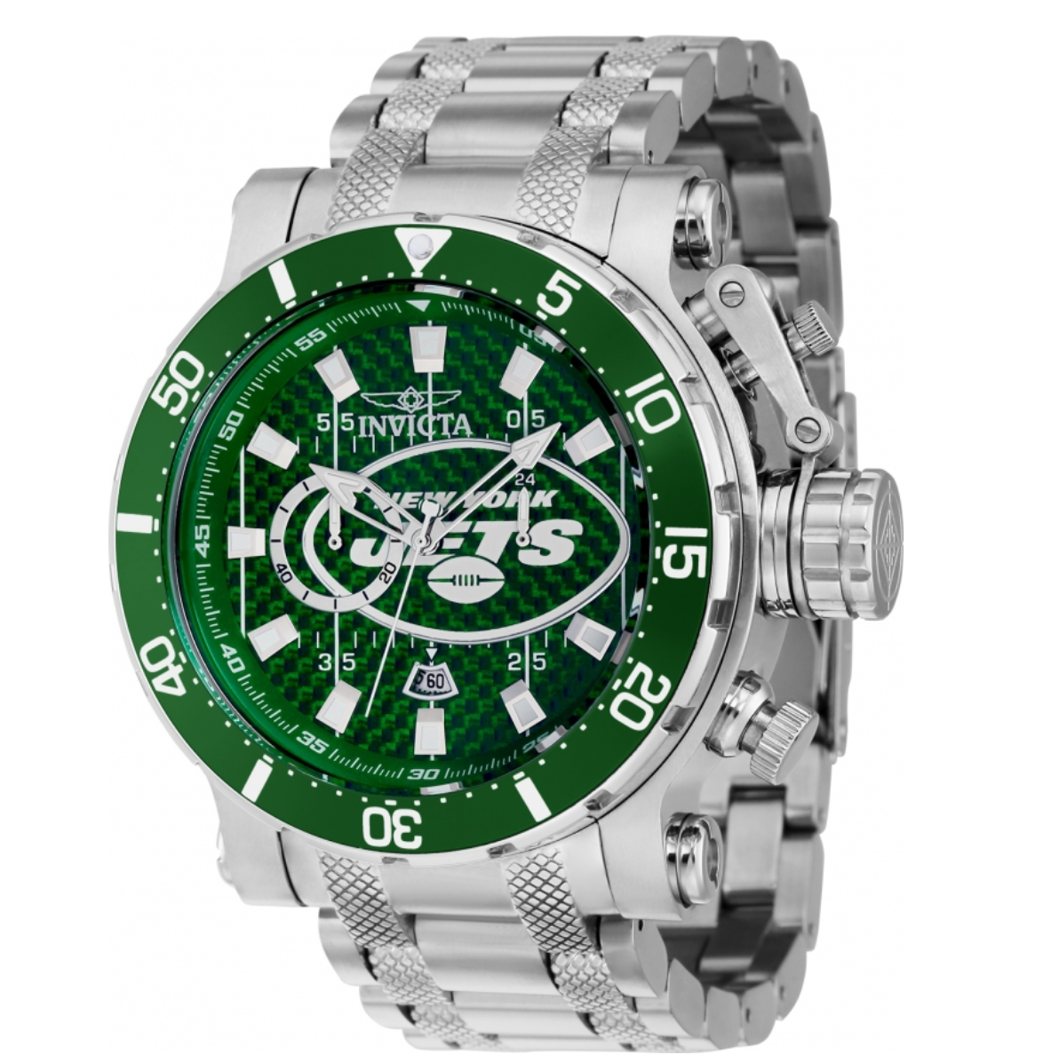 Invicta New York Jets Mens 52mm Green Carbon Fiber Chronograph Watch 41626