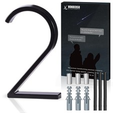5 Inch Floating House Number 2, Black Metal Modern Outdoor Address Sign for Y...