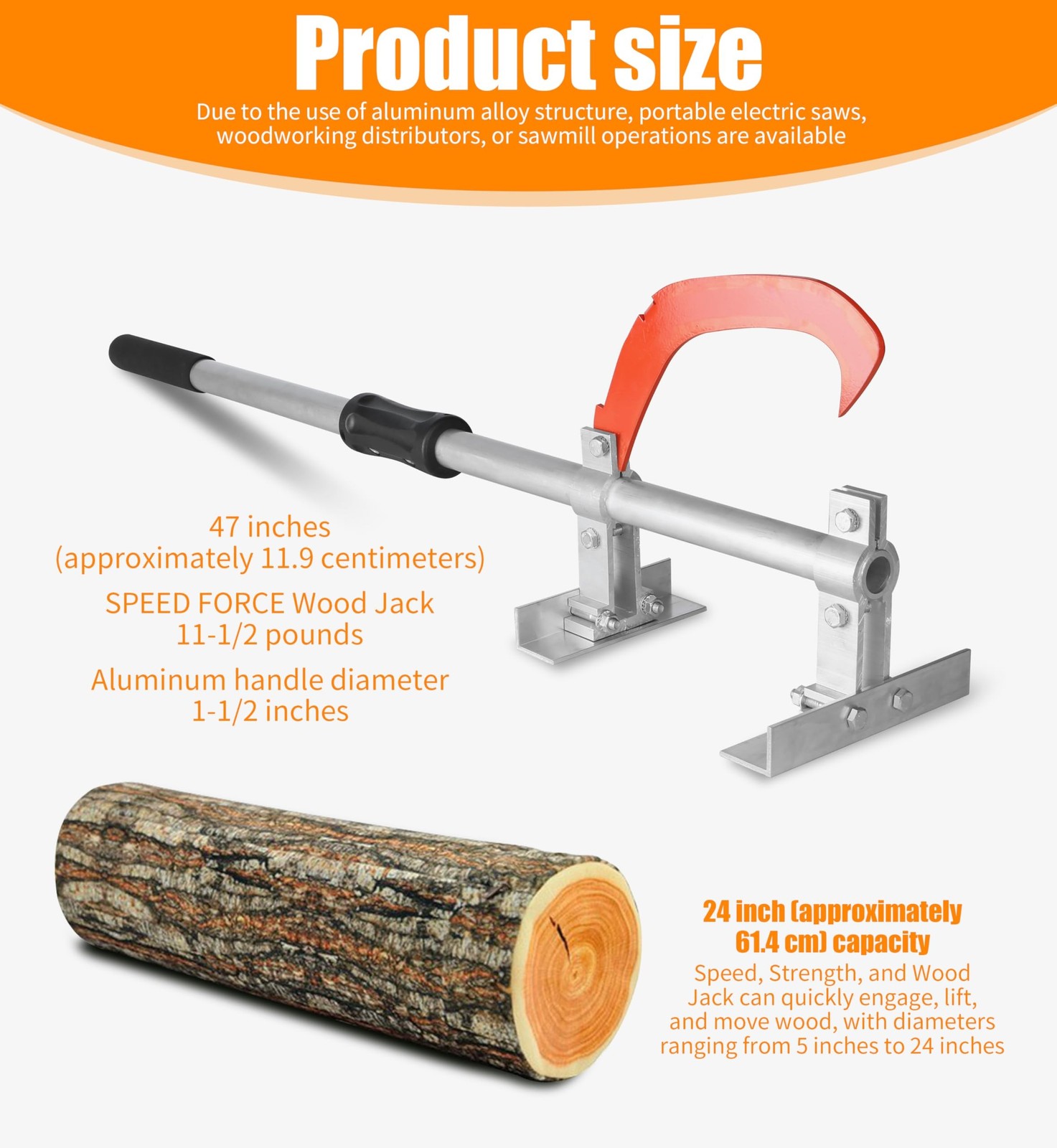 47 Inch TimberJack Forestry/Logging/Log Jack/Chainsaw/Log Splitter/Log Lifter...