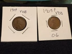 Two 1909 VDB Lincoln Wheat Small Cent Brown Bronze Philadelphia Circulated