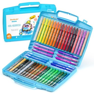 48 Colors Crayons for Toddlers, Non-Crayons Set with 1 Brush and Foldable Cas...