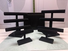 Lot of 5 Black Velvet Jewelry Display Stands   3-Tier T-Bars, Single Bars  Neck