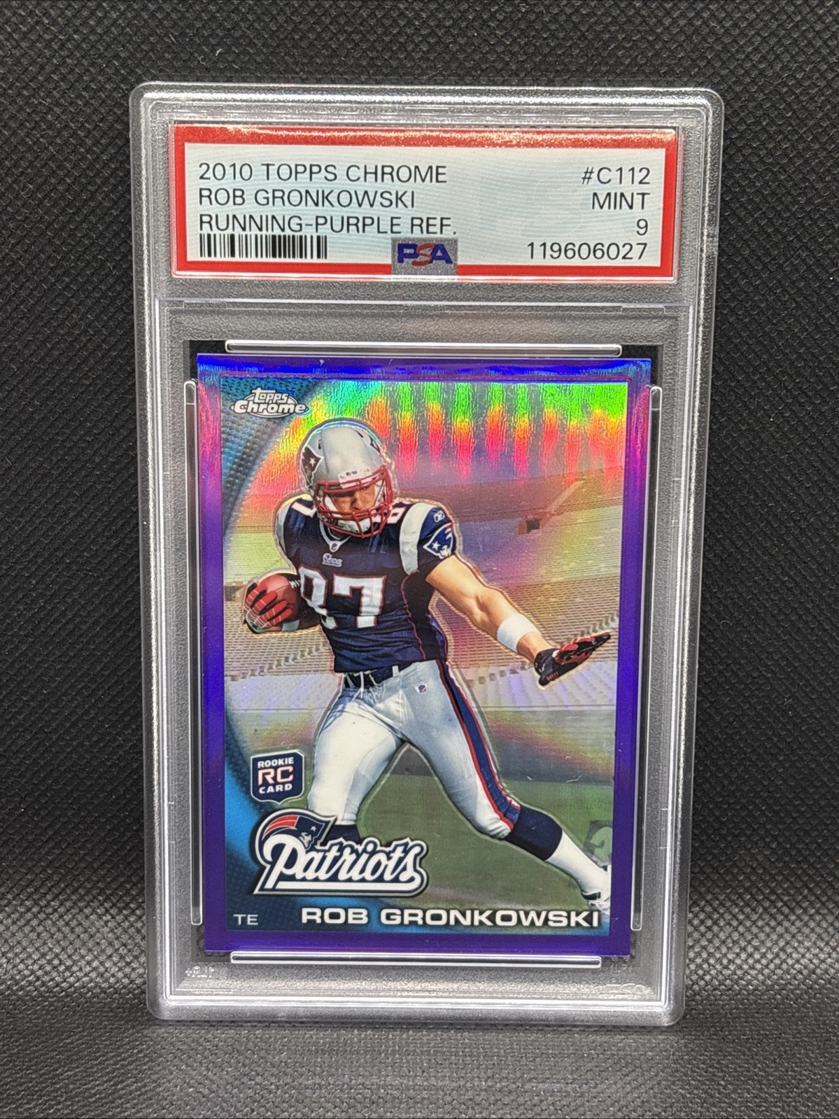 2010 Topps Chrome Rob Gronkowski RC Purple Refractor Rookie #/555 Patriots PSA 9
