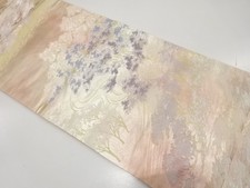 7693031: JAPANESE KIMONO / ANTIQUE FUKURO OBI / SILK / WOVEN STREAM  TREES