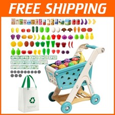 Kids Shopping Cart Play Set with Pretend Food