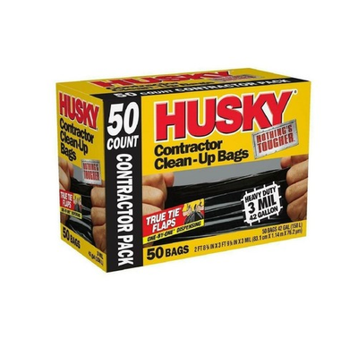 #ad Husky 42 Gallon Contractor Clean Up 3 Mil Trash Bags 50 Count Free Shipping $30.00