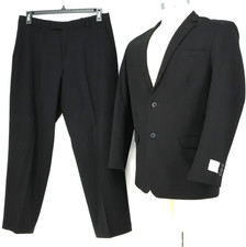 Calvin Klein Suit Boys 20 Husky Black Lined Modern Fit Flat Front Straight Pants