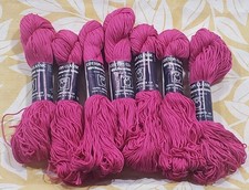 Lot of 7 Hanks of Tahki Cotton Classic Yarns 100 Mercercised Cotton Fuschia3459