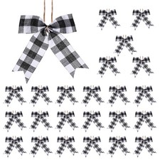 24 Pcs 3 Inch Burlap Bows for Gift Wrapping Natural Ornament Bow Black