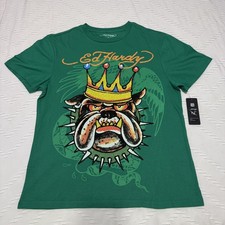 Ed Hardy Shirt Mens M Bulldog Graphic Print R...