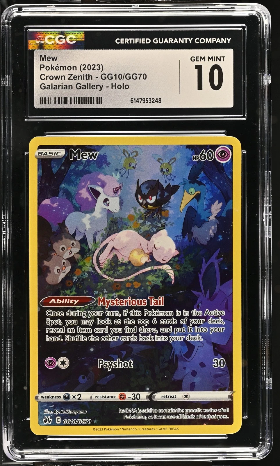 2023 POKEMON SWORD & SHIELD CROWN ZENITH #GG10 FULL ART/MEW CGC 10