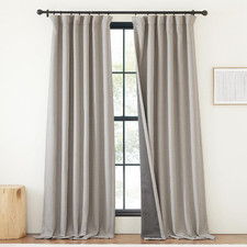 Nicetown Thick Linen 100 Blackout Curtains 84 Inch Length Pinch Pleated Heat