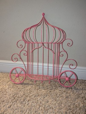 PINK PRINCESS CINDERELLA S CARRIAGE WIRE WALL SHELF WITH HOOKS 22  HOME DECOR 