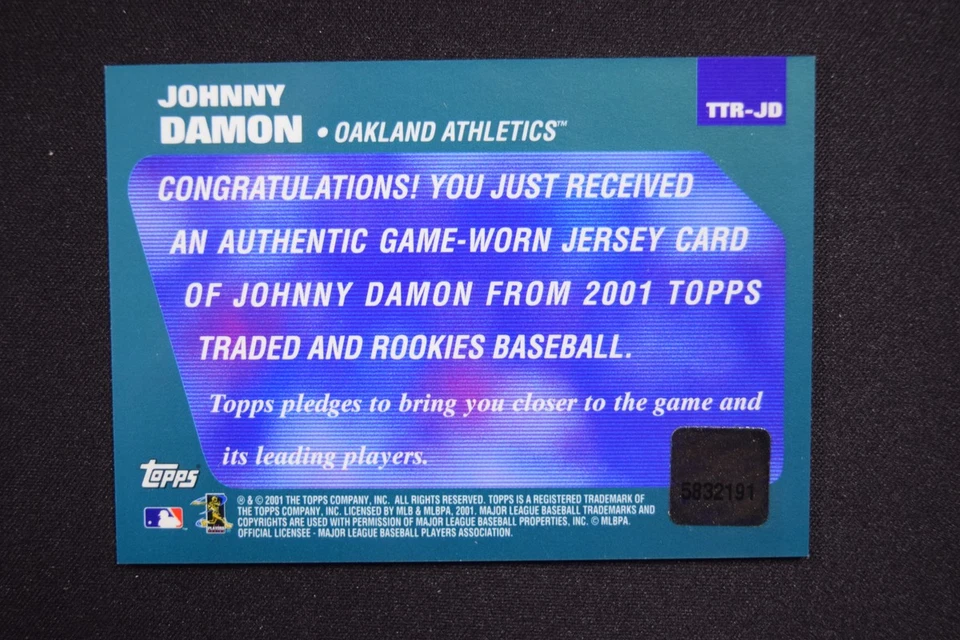 Johnny Damon 2001 Topps Traded & Rookies Relics Game Worn Jersey #TTR-JD - Image 2 of 2