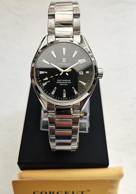 NEU IN OVP CORGEUT 6010 ALL STEEL JAPAN AUTOMATIK SPORTUHR TEAK GAUSS SAPPHIRE 50m