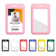 1 Pack Plastic Vertical ID Card Badge Holders with Window for Office School